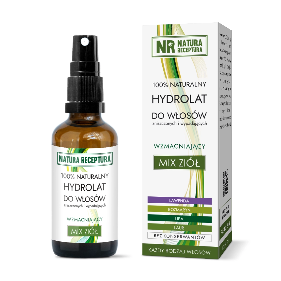Hydrolat do włosów MIX ZIÓŁ 100% naturalny 100 ml Natura Receptura